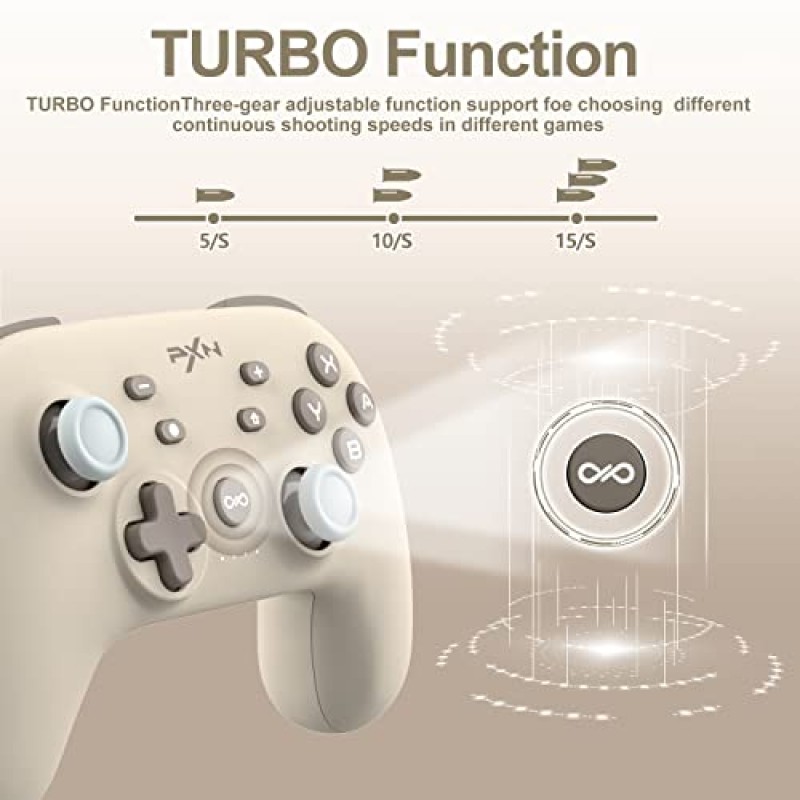 PXN P50L 무선 스위치 프로 컨트롤러, 듀얼 쇼크 게임패드 조이스틱 지원 터보, 매크로, 자이로 축, 웨이크업, Switch/Lite/OLED/iOS용 프로그래밍 가능 듀얼 연결(16개 버전만 해당) / PC(브라운)