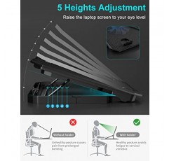 KeiBn 노트북 냉각 패드, 게임용 노트북 쿨러 10~15.6인치 노트북용 팬 2개, 높이 스탠드 5개, USB 포트 2개(S039)