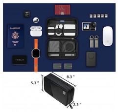 WIWU 전자 정리함 여행 케이스, 하드 드라이브용 여행용 기술 파우치 휴대용 가방, 휴대용 손잡이 가방, 코드 정리함용 전자 액세서리 케이스, Apple Pencil, 케이블, 충전기, USB