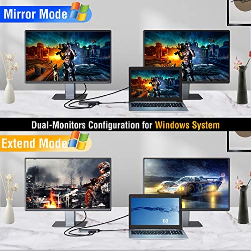 듀얼 HDMI 노트북 도킹 스테이션 듀얼 모니터, MacBook Pro Air, Windows Type C 노트북용 범용 USB C 도크 트리플 디스플레이 어댑터