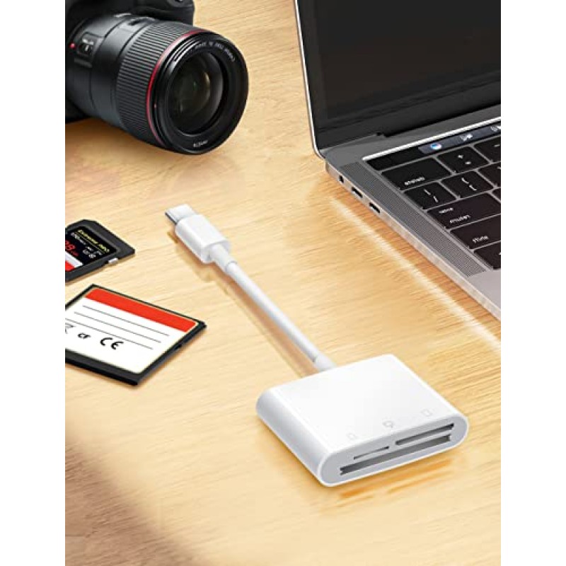 iPad/Mac/MacBook용 USB C SD 카드 리더기, ChiaoPio USB C - SD CF, Type C SD 카드 어댑터는 iPad Pro/Air/Mini Mac iMac MacBook Pro/Air 노트북용 컴팩트 플래시/CF/SD/MicroSD를 지원합니다.