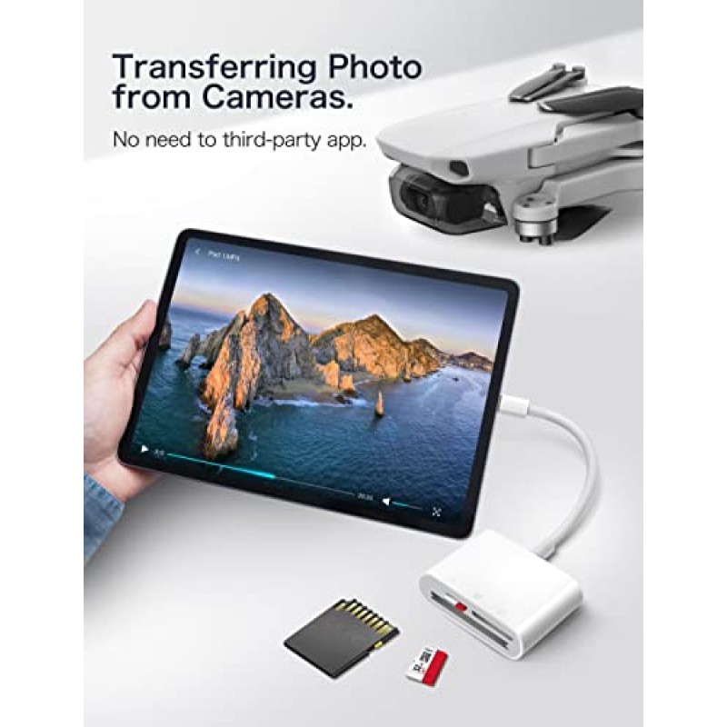 iPad/Mac/MacBook용 USB C SD 카드 리더기, ChiaoPio USB C - SD CF, Type C SD 카드 어댑터는 iPad Pro/Air/Mini Mac iMac MacBook Pro/Air 노트북용 컴팩트 플래시/CF/SD/MicroSD를 지원합니다.