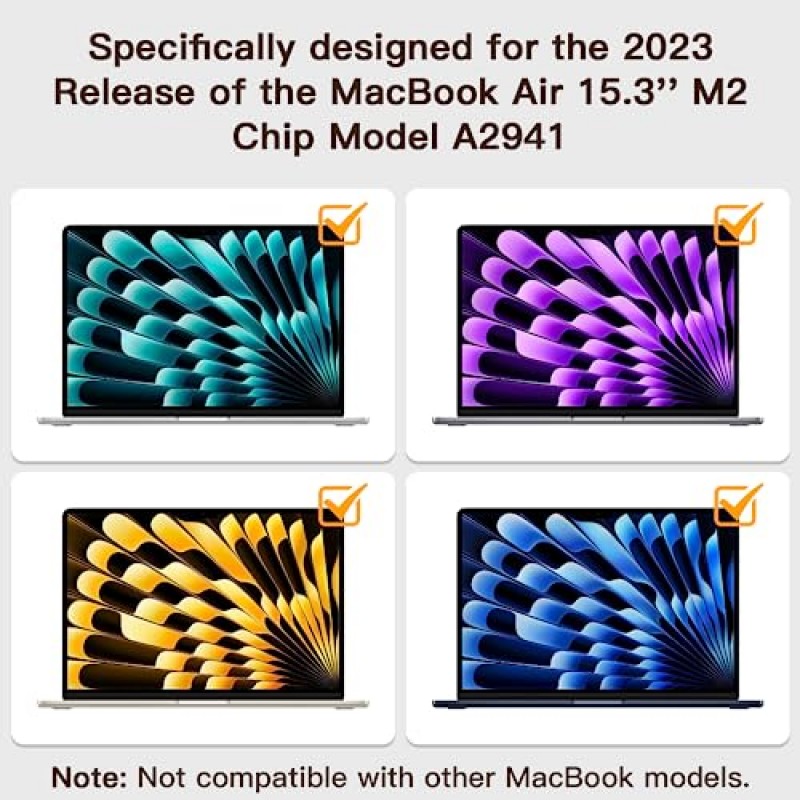 2 팩 2023 MacBook Air 15인치 화면 보호기, 눈 보호 15.3인치 MacBook Air M2 칩 A2941용 눈부심 방지 필름/스크래치 방지 매트 노트북 화면 보호기 호환