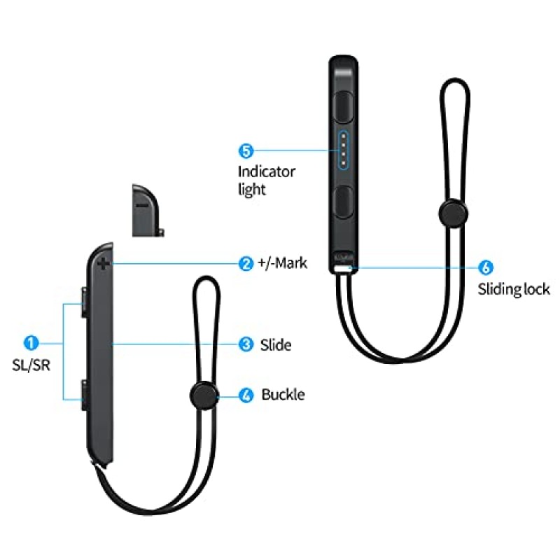 스위치 조이콘용 MOSAHOLL 손목 스트랩 - 조이콘 조이콘 컨트롤러용 끈 교체 부품 액세서리 2팩