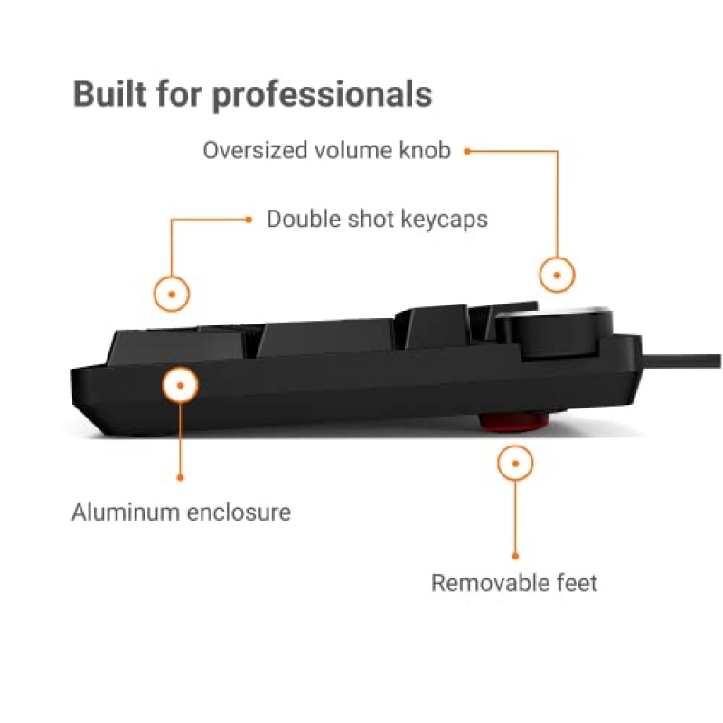 Das Keyboard 6 전문 백라이트 유선 기계식 키보드 – 촉각 체리 MX 브라운 스위치, 샤인스루 키캡, 2포트 USB C 허브, 미디어 컨트롤, 내구성 있는 알루미늄 인클로저, 볼륨 손잡이, NKRO