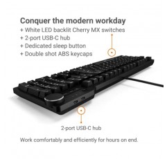 Das Keyboard 6 전문 백라이트 유선 기계식 키보드 – 촉각 체리 MX 브라운 스위치, 샤인스루 키캡, 2포트 USB C 허브, 미디어 컨트롤, 내구성 있는 알루미늄 인클로저, 볼륨 손잡이, NKRO