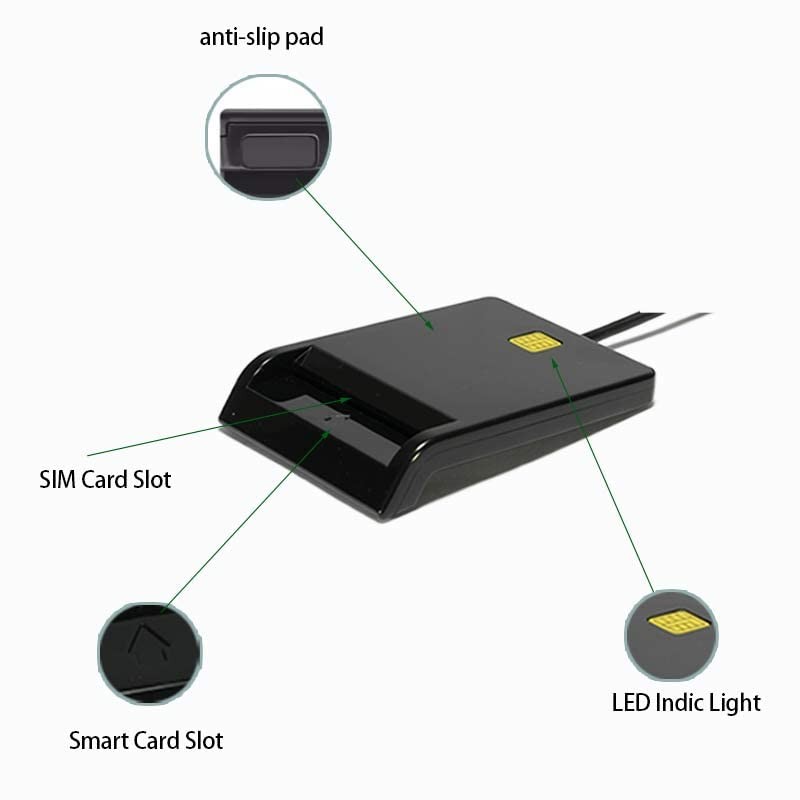 ICUUI USB 일반 카드 리더기, 2.0 스마트 CAC 카드 리더기 군용, USB 신용 카드 리더기, 은행 카드/ID 카드/IC 카드에 적합, Windows,OSX,Linux와 호환 가능.