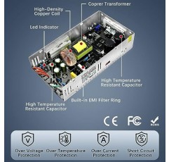 115V AC ~ 12V DC 변환기, 12V 50A 600W DC 전원 공급 장치 스위치, LED 스트립, LCD 모니터, CCTV, 3D 프린터, 컴퓨터 프로젝트, 라디오 및 자동차 스테레오용 조정 가능한 스위치 변압기