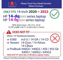 2020~2022 14인치 HP 14-DQxxxx / 14-FQxxxx 시리즈 전용 mCover 케이스(다른 HP 모델과 호환되지 않음) 노트북 컴퓨터 - 투명