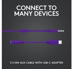 듀얼 오디오 드라이버, 인라인 마이크 및 볼륨 조절 기능을 갖춘 로지텍 G333 게이밍 이어폰, 3.5mm Aux 또는 USB-C 포트가 있는 PC/PS/Xbox/Nintendo/모바일과 호환 가능 - 보라색