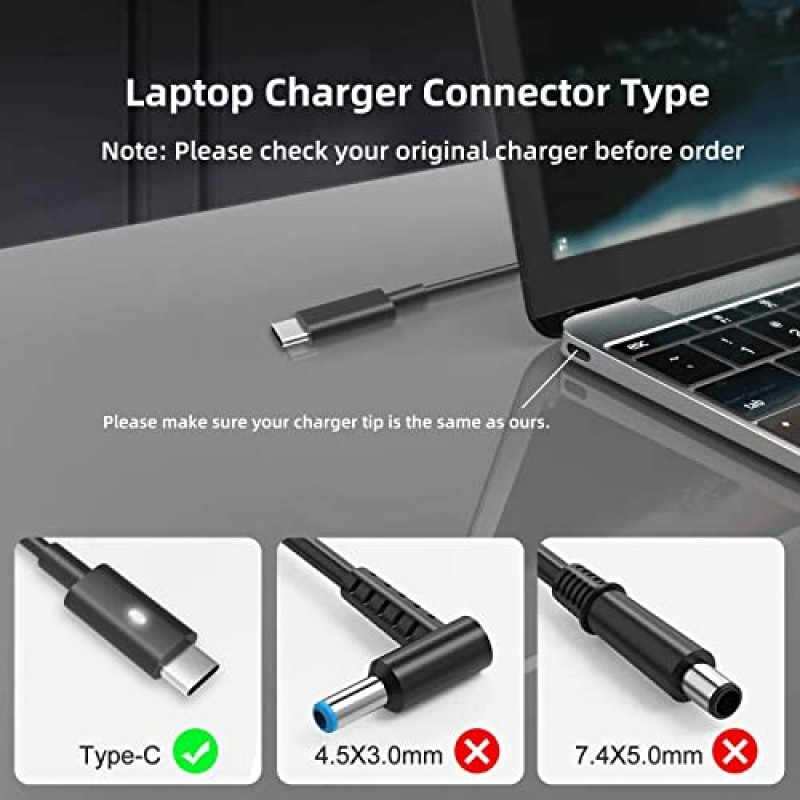 Dell USB C 충전기용 65W 45W AC 어댑터 - Dell 노트북 충전기 Latitude 5420 5520 7420 5430 7430 7330 7340 5320 7320 7410 7400,Chromebook 컴퓨터 유형 C 고속 충전 전원 코드