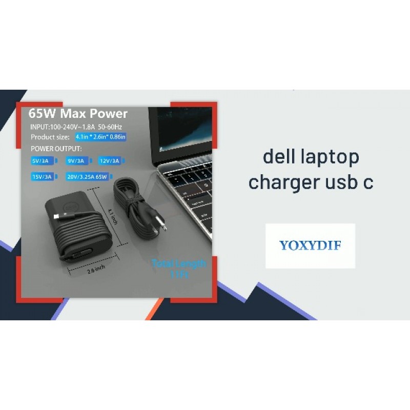 Dell USB C 충전기용 65W 45W AC 어댑터 - Dell 노트북 충전기 Latitude 5420 5520 7420 5430 7430 7330 7340 5320 7320 7410 7400,Chromebook 컴퓨터 유형 C 고속 충전 전원 코드