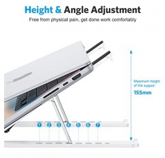 OMOTON 노트북 스탠드, 책상용 노트북 스탠드 인체공학적 7단계 각도 조절 가능 컴퓨터 스탠드, 모든 노트북 및 iPad와 호환되는 휴대용 ABS 노트북 라이저 홀더(10-15.6