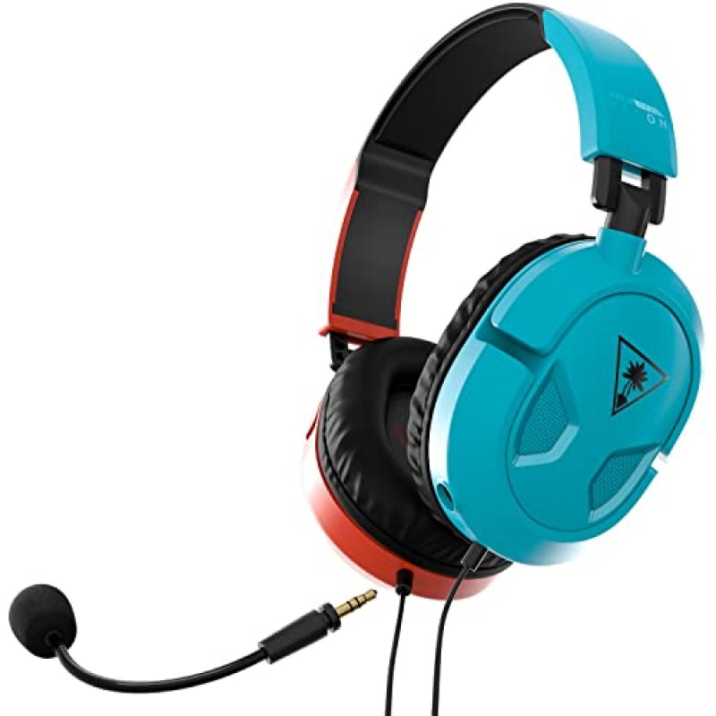 Turtle Beach Recon 50 게임용 헤드셋(3.5mm 포함 Nintendo Switch, Xbox Series X|S, Xbox One, PS5, PS4, PlayStation, 모바일 및 PC용) - 탈착식 마이크, 40mm 스피커 - 빨간색/파란색