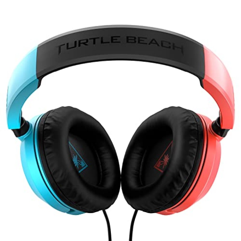 Turtle Beach Recon 50 게임용 헤드셋(3.5mm 포함 Nintendo Switch, Xbox Series X|S, Xbox One, PS5, PS4, PlayStation, 모바일 및 PC용) - 탈착식 마이크, 40mm 스피커 - 빨간색/파란색