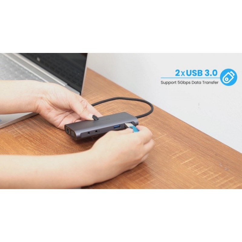 USB 도킹 스테이션, UtechSmart 11 IN 1 USB C Dock 트리플 디스플레이, 듀얼 HDMI, VGA, PD, 이더넷, SD/TF, USB 3.0, 마이크/오디오를 갖춘 USB 3.0 노트북 도킹 스테이션, MacBook M1과 호환 가능 Dell HP Lenovo