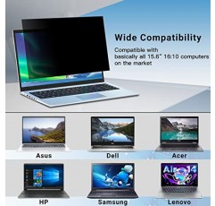 노트북 개인 정보 보호 화면 15.6인치, HP/Dell/Acer/Samsung/Asus/Lenovo/Toshiba와 호환 가능, 안티 블루 라이트 탈착식 16:10 15.6인치용 화면 개인 정보 보호 필터 화면 보호기