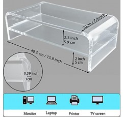 TINOMAR 아크릴 모니터 스탠드 2단, iMac, PC, 데스크탑, 노트북, TV 화면, 견고한 플랫폼이 있는 프린터용 컴퓨터 모니터 스탠드 라이저, 가정 및 사무실용 투명 인체공학적 모니터 스탠드