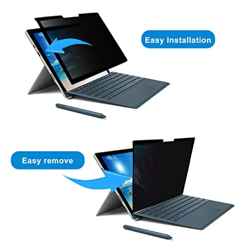 Microsoft Surface Por X/Surface Pro 8(2021년 출시)/Surface Pro 9(2022년 출시)과 호환되는 개인 정보 보호 화면 보호기 완전 탈착식 스파이 방지 필터 눈부심 방지 노트북 화면 보호기