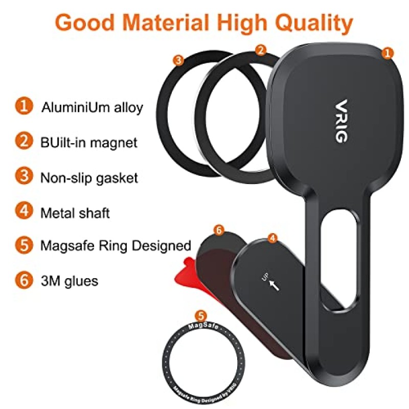 VRIG MG-10 iPhone 14/13 / 12 시리즈용으로 설계된 노트북용 자기 전화 홀더 MagSafe, 조정 가능한 전화 모니터 측면 마운트, 슬림형 휴대용 접이식 컴퓨터 확장 브래킷