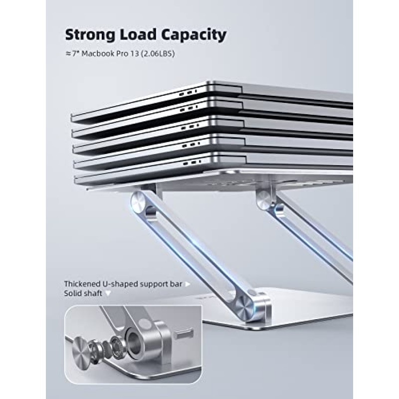 Lamicall 조정 가능한 노트북 스탠드, 휴대용 노트북 라이저, 접이식 알루미늄 노트북 스탠드, MacBook Air Pro, Dell XPS, HP(10-17.3')용 인체공학적 컴퓨터 노트북 스탠드 홀더 - 실버