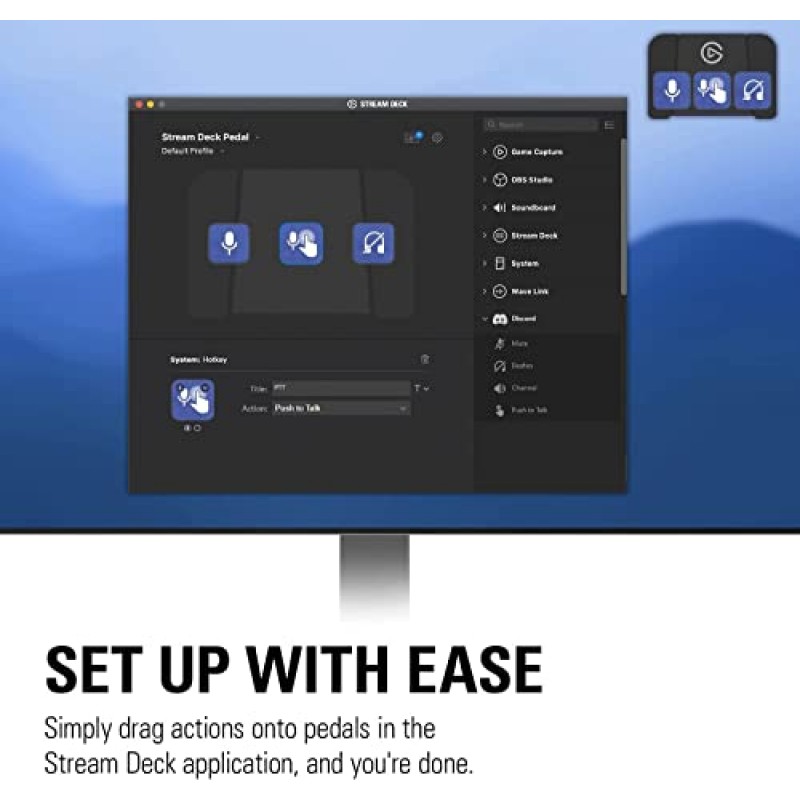 Elgato 스트림 데크 페달 – 핸즈프리 스튜디오 컨트롤러, 매크로 풋스위치 3개, OBS, Twitch, YouTube 등과 같은 앱 및 소프트웨어의 트리거 동작, Mac 및 PC에서 작동