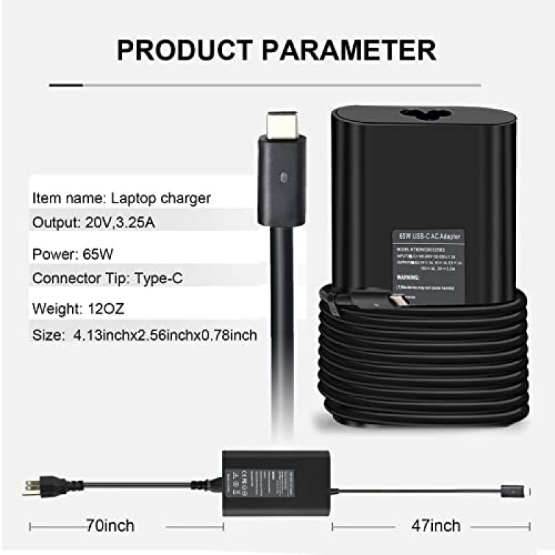 65W 45W 델 랩톱 충전기 USB C Dell 위도 용 5420 5520 5320 7420 7430 7400 7370 7390 7275 7285, XPS 13 7390 9350 9380 9370 9360 9310 9365 9300 9550 USB C 랩탑 Charger