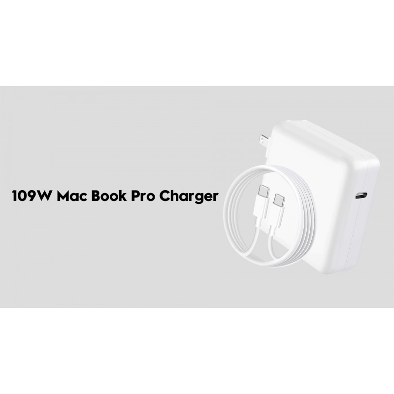 고속 충전기 전원 어댑터 109W USB C - MacBook Pro 16, 15, 14, 13인치, 새로운 MacBook Air 13인치, iPad Pro 및 모든 USB C 장치와 호환 가능, 6.6피트 케이블 포함