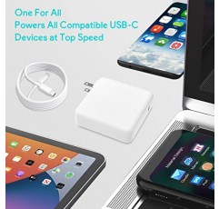 고속 충전기 전원 어댑터 109W USB C - MacBook Pro 16, 15, 14, 13인치, 새로운 MacBook Air 13인치, iPad Pro 및 모든 USB C 장치와 호환 가능, 6.6피트 케이블 포함