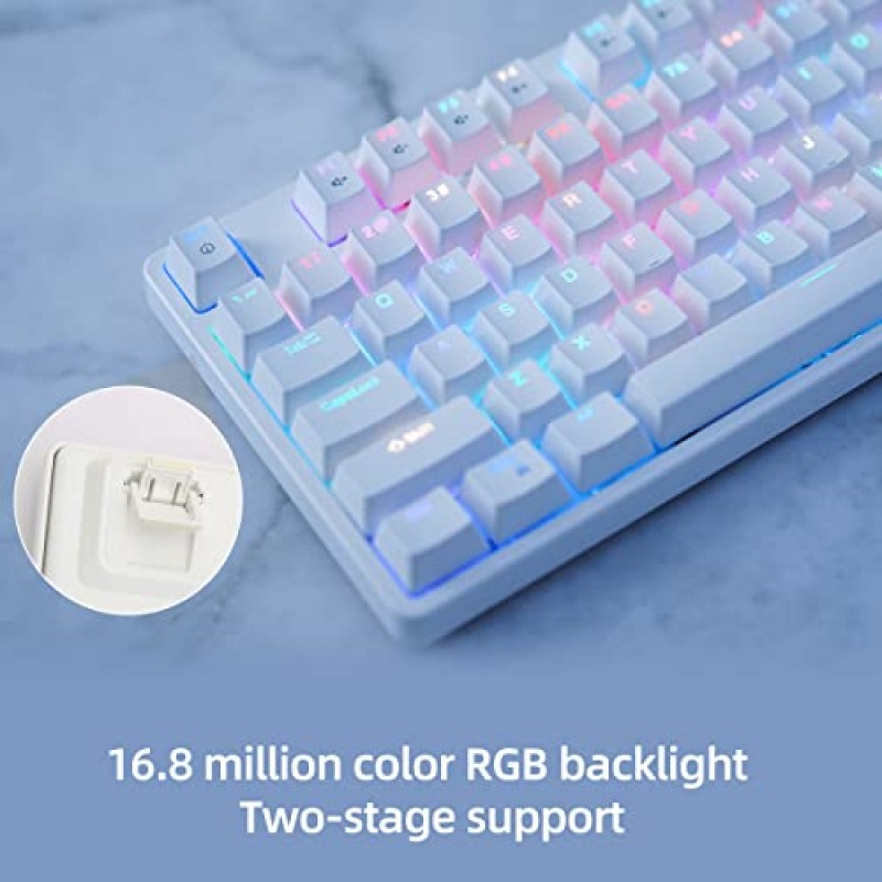 IROK FE87/104 RGB 기계식 키보드, 핫스왑 가능한 게임용 키보드, 맞춤형 백라이트, 자석 상단 커버 Type-C Mac용 유선 키보드 Windows-흰색/갈색 스위치