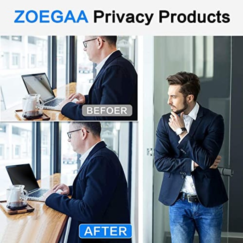 ZOEGAA 14인치 노트북 개인 정보 보호 화면 필터는 HP/Dell/Acer/Samsung/Lenovo/Toshiba와 호환되며 16:9 와이드스크린 디스플레이 노트북 개인 정보 보호 화면 및 눈부심 방지 보호 장치를 지원합니다.