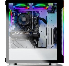 Skytech 게이밍 Archangel 게이밍 컴퓨터 PC 데스크탑 – Ryzen 5 5600X 3.7GHz, RTX 3060 TI 8G, 1TB NVMe SSD, 16GB DDR4 3200MHz, RGB 팬, Windows 10 Home 64비트, 802.11AC Wi-Fi, 화이트