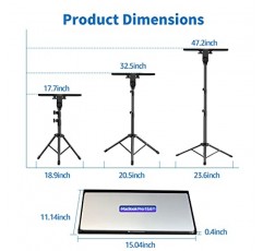 프로젝터 스탠드, 노트북 삼각대 스탠드 조절 가능한 높이 17.7 ~ 47.2 인치(구즈넥 전화 홀더 포함), 야외 영화용 휴대용-분리형 컴퓨터 DJ 랙 홀더 마운트