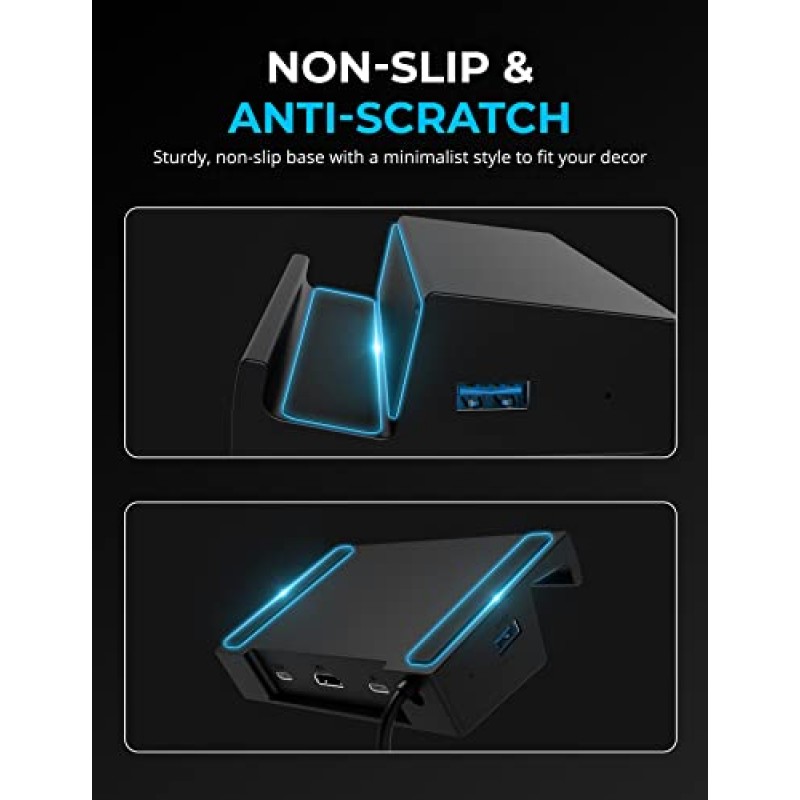 95W PD3.0 포트, HDMI 2.0 4K/60Hz, 3개의 USB-A 포트, USB-C 포트를 갖춘 Steam Deck 및 ROG Ally USB C 장치용 SABRENT 6포트 도킹 스테이션 [DS-SD6P]