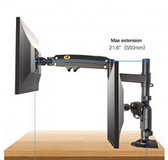 NB North Bayou 듀얼 모니터 데스크 마운트 스탠드 풀 모션 회전 컴퓨터 모니터 암은 최대 32인치의 화면 2개에 적합하며 각 모니터당 부하 용량은 4.4~26.4lbs입니다 H180-B