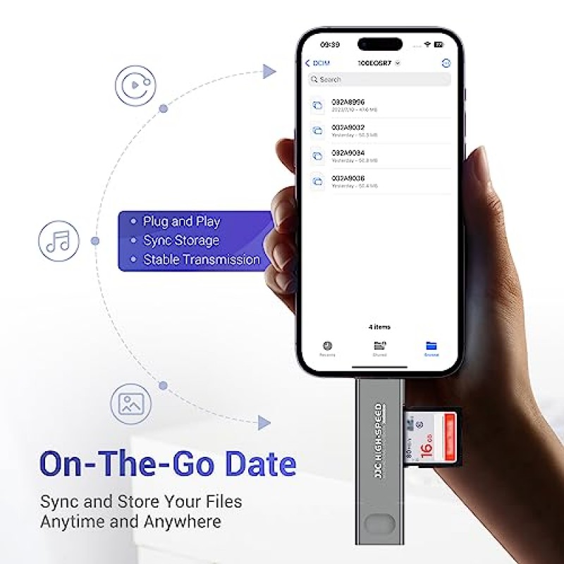 iPhone용 SD 카드 리더기, 휴대용 트레일 카메라 뷰어 USB C 3.0 및 USB A 2.0 포트가 있는 SD TF 카드 어댑터, PC/노트북/OTG 전화/태블릿과 호환되는 마이크로 SD 카드 리더기, 앱이 필요하지 않음 플러그 앤 플레이