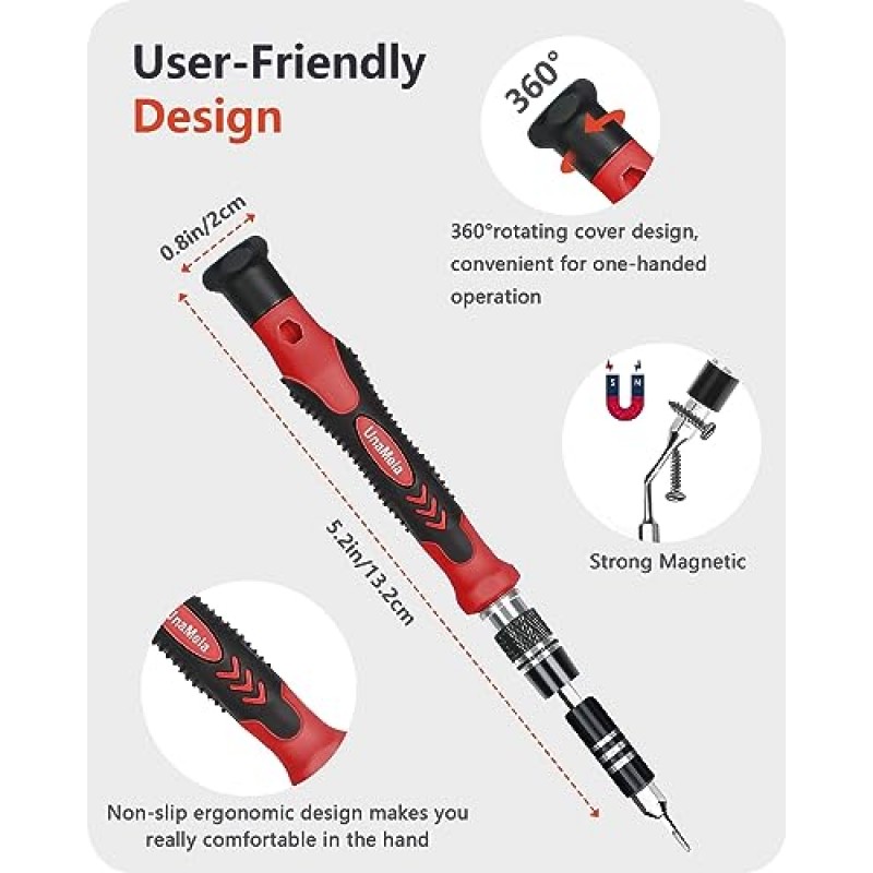 정밀 드라이버 세트, 61 in 1 컴퓨터 수리 도구 키트(56비트 포함), 노트북, PC, 카메라, iPhone, 태블릿, Xbox, PS4 컨트롤러(빨간색)와 호환되는 전문 전자 드라이버 키트