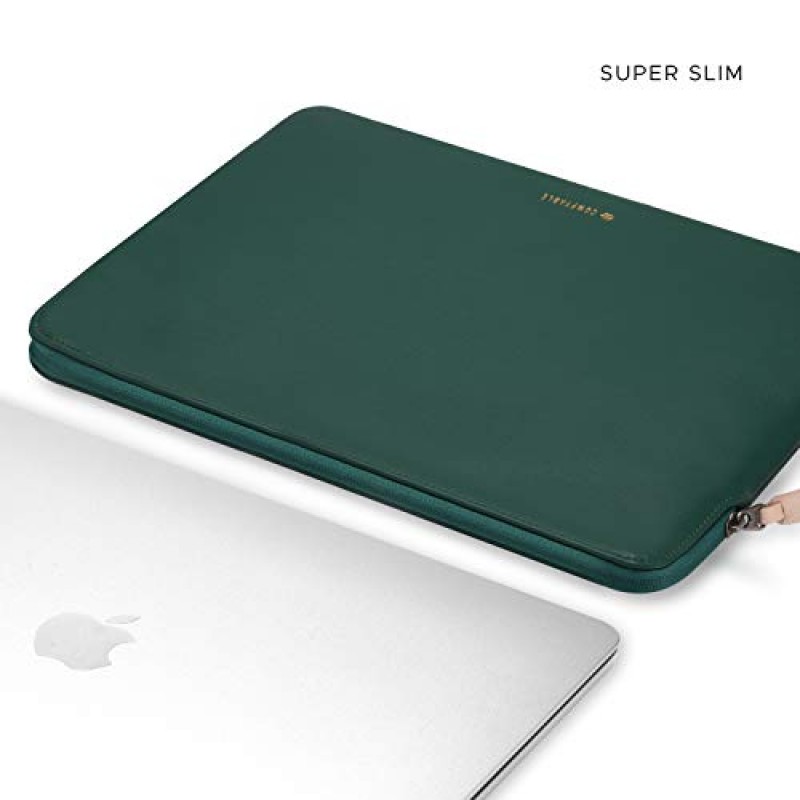 편안하고 슬림한 보호용 노트북 슬리브 13-13.3인치 13인치 MacBook Pro 및 MacBook Air와 호환 가능, Mac용 PU 가죽 가방 방수 커버 노트북 컴퓨터 케이스, 녹색