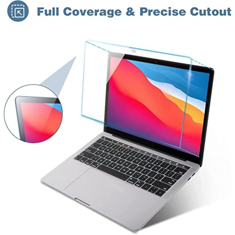 MacBook Pro 13.3인치 2020용 avakot 강화 유리 화면 보호 필름 2팩 | Macbook Air 13 M1 용 화면 보호기 MacBook Air 13.3 터치 감지 방지 스크래치 용 0.3mm 초박형 강화 필름