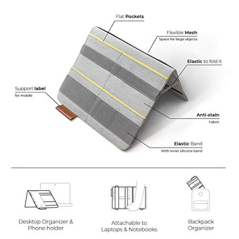 장치에 부착 가능한 Beblau FOLD 휴대용 기술 정리함 | 데스크톱 정리함 사무실, 가정 및 학교 | 재택근무 솔루션 | 노트북 액세서리 백팩 인서트 GREAT GIFT| 분홍색