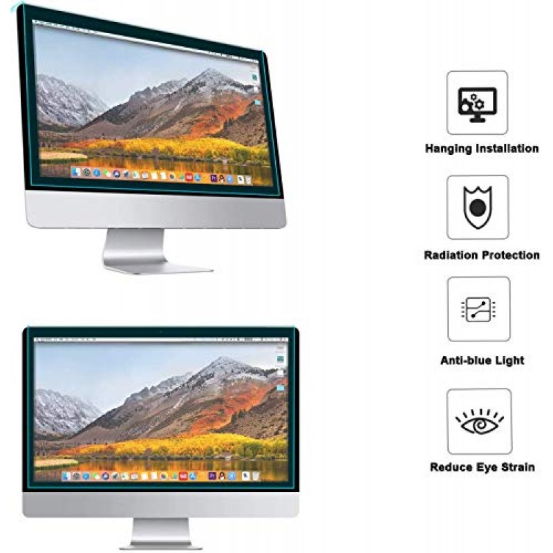 MOSISO 23-24 인치 컴퓨터 블루 라이트 차단 화면 보호기 대각선 23,23.6,23.8,24 인치 16:9 와이드 스크린 데스크탑 PC LED 모니터(21.26x13.39 인치/LxW) 용 자외선 방지 눈 보호 필터 필름 패널