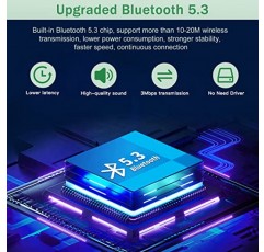 데스크탑 PC용 USB Bluetooth 5.3 어댑터, 실제로 플러그 앤 플레이 노트북 컴퓨터용 미니 Bluetooth EDR 동글 수신기 및 송신기 Bluetooth 헤드폰 키보드 마우스 스피커 프린터 Windows 11/10/8.1