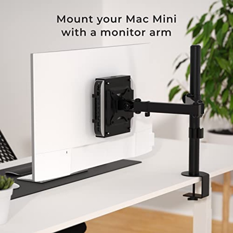 Mac Mini와 호환되는 HumanCentric 듀얼 VESA 마운트, 맞춤형 Mac Mini 마운트 마운트 모니터 암이 있는 모니터 뒤의 Mac Mini, VESA 모니터 및 모니터 암에 대한 Mac Mini 마운트와 호환되는 VESA 슬리브