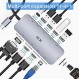 USB C 도킹 스테이션 듀얼 모니터, MacBook/Dell/HP/Lenovo/Surface Pro 노트북용 ICZI 11 트리플 디스플레이 USB C 허브 멀티포트 어댑터, USB C 동글(HDMI 4K+VGA+100W PD+4 USB 포트+이더넷+ SD/TF)