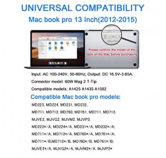 Mac Book Pro 충전기 - 60W T-팁 자기 충전기 전원 어댑터, Mac Book Air/Mac Book Pro 13인치 Retina 디스플레이와 호환되는 범용 노트북 충전기(2012년 이후)