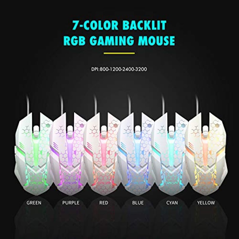 CHONCHOW RGB 게임용 키보드 및 마우스 콤보, USB 유선 조명 키보드, 컴퓨터 Windows PC PS4 Xbox 노트북 iMac Resberry Pi용 무지개 LED 조명 백라이트 키보드 마우스 세트