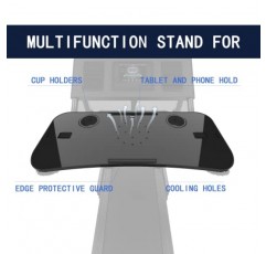Qsxou 런닝머신 데스크 부착물, 노트북 홀더가 있는 36인치 트레드 트레이 워크스테이션 핸들바 플랫폼, 컵 태블릿 홀더, 냉각 구멍이 있는 인체공학적 스탠드(검은색)