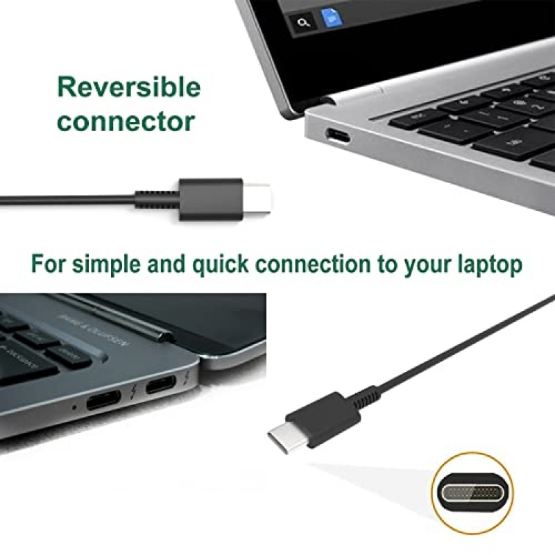 범용 45W 65W USB C 노트북 충전기 - Lenovo Thinkpad/Yoga/Chromebook 충전기 USB-C,HP Acer Asus Samsung MacBook Dell Chromebook Latitude xps 13, Type C 컴퓨터 어댑터 전원 코드 교체