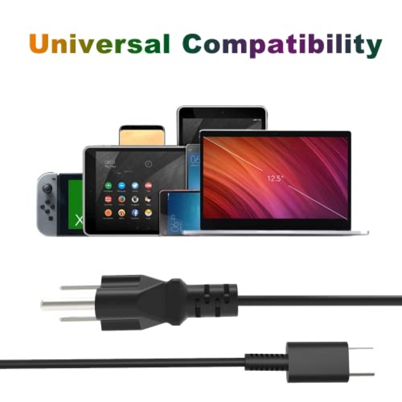 범용 45W 65W USB C 노트북 충전기 - Lenovo Thinkpad/Yoga/Chromebook 충전기 USB-C,HP Acer Asus Samsung MacBook Dell Chromebook Latitude xps 13, Type C 컴퓨터 어댑터 전원 코드 교체