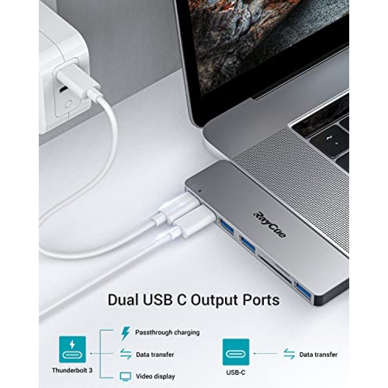 MacBook Pro/Air M1 USB 액세서리, Thunderbolt 3 100W PD 포트가 있는 MacBook 어댑터, USB C 포트, USB 3.0 포트 3개, TF/SD 카드 리더기, MacBook Pro/Air 13